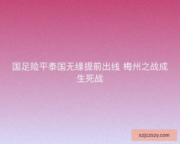 国足险平泰国无缘提前出线 梅州之战成生死战