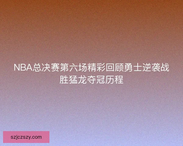 NBA总决赛第六场精彩回顾勇士逆袭战胜猛龙夺冠历程